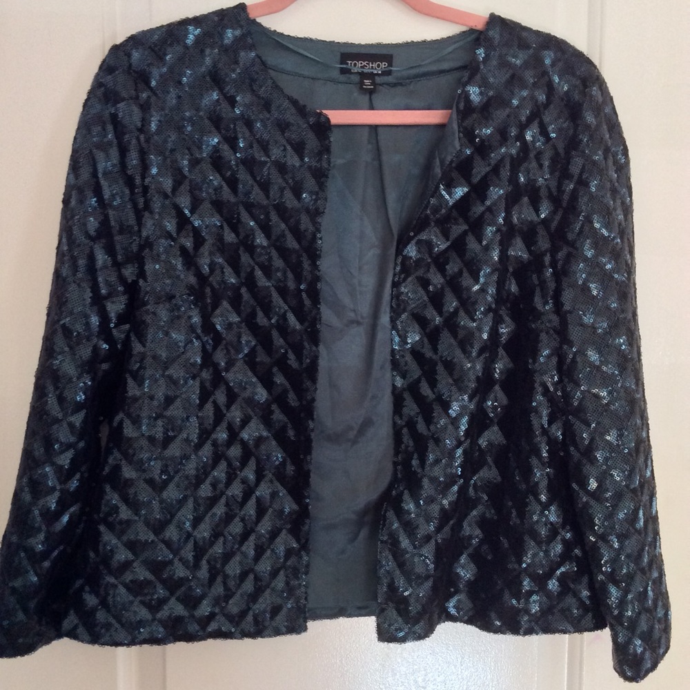 Top shop dark turquoise jacket sz 10